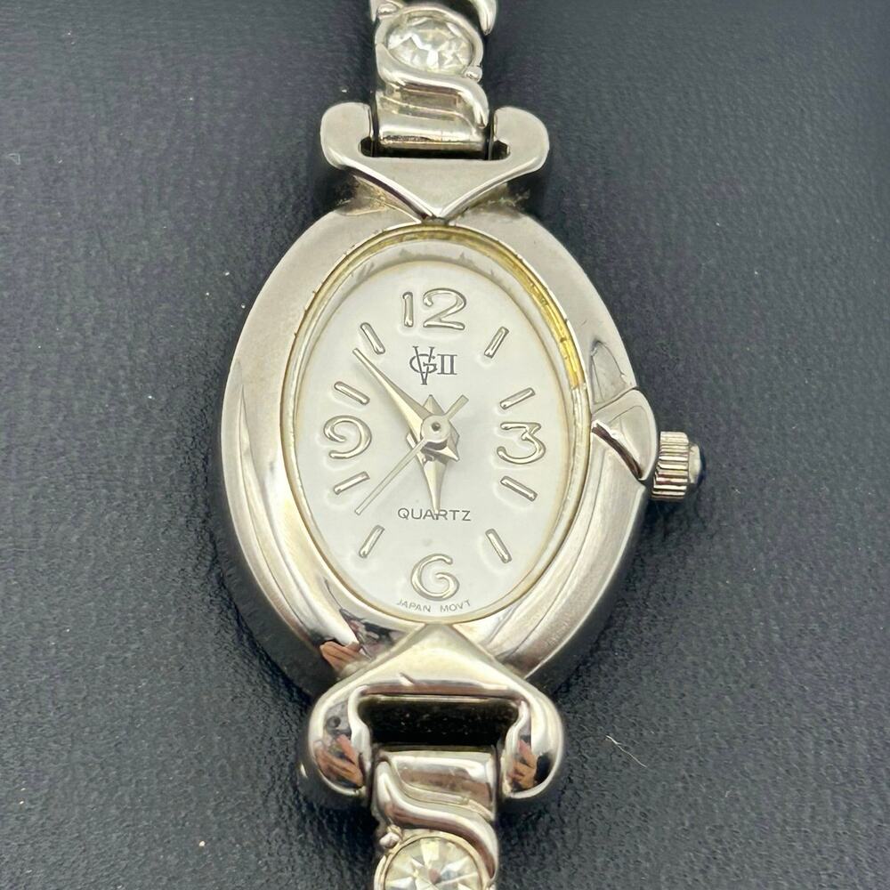 Women’s Silver-tone Watch Oval Dial with Crystals on the Band Working